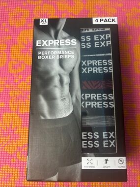 Express Performance Boxer Briefs - Black with White Logo (4 Pack)